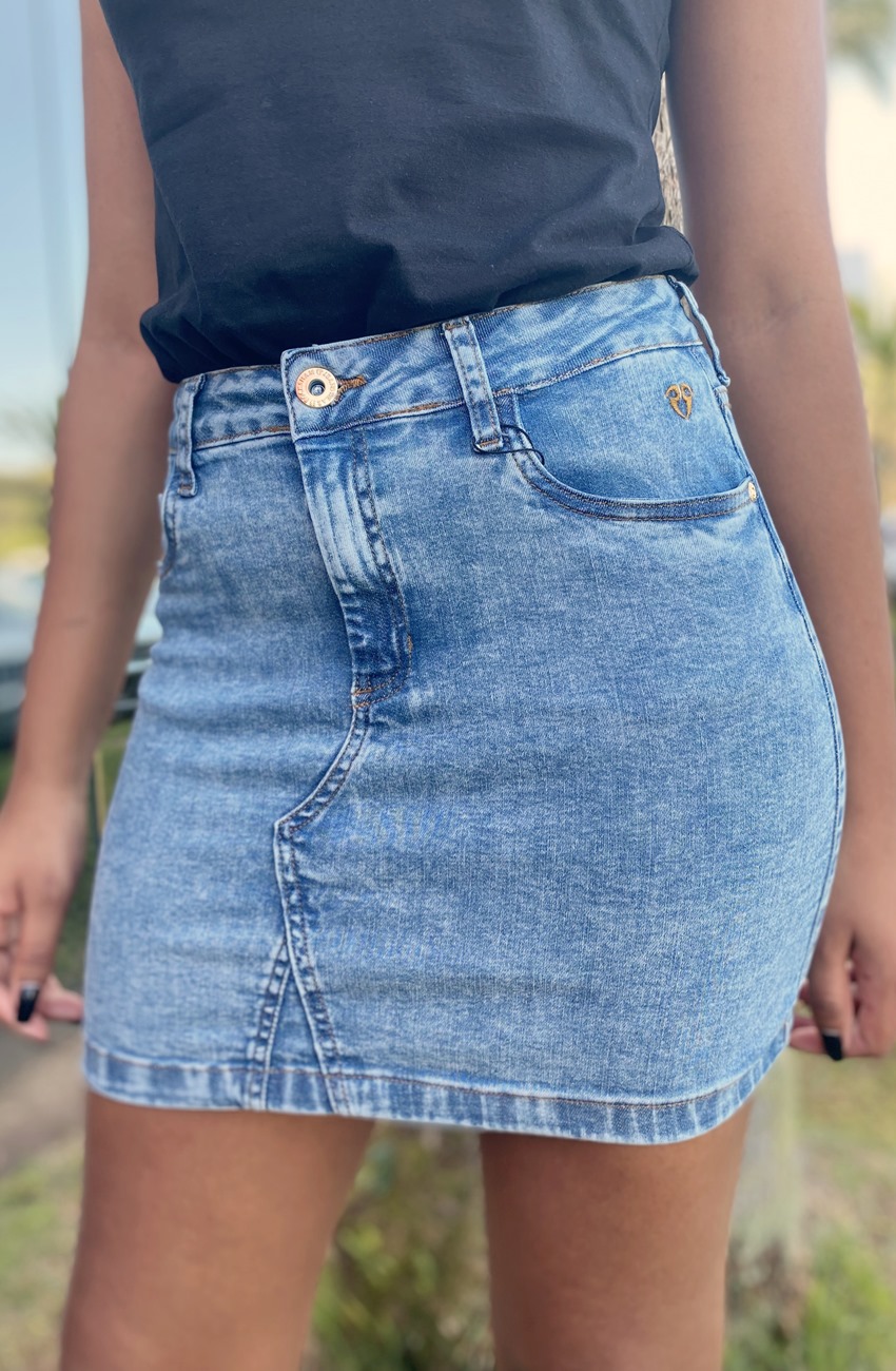 Give birth belt Sharpen Compre Mini Saia Jeans Feminina Online com Preços direto de Fábrica.  Rocksham Jeans.